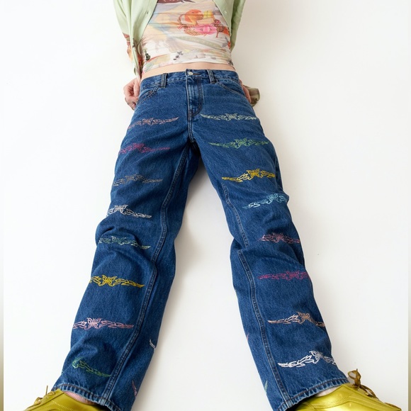 🦋 Collina Strada x Unspun Butterfly Jeans Low Mid Rise TRAMP STAMP JEANS Y2K - Picture 3 of 7